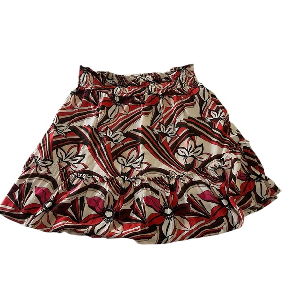 Anthropologie Floral Red and Black Women's Ruffle Skirt Size S - Picture 2 of 6